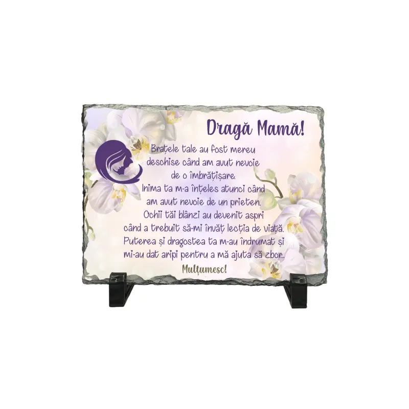 Draga mama, piatra ardezie personalizata, cu mesaj model, pa094